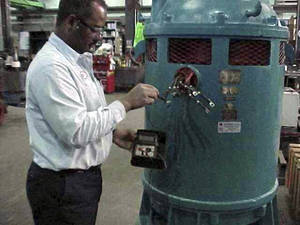 Figure 4: Use of a digital megohmmeter to check winding insulation resistance.