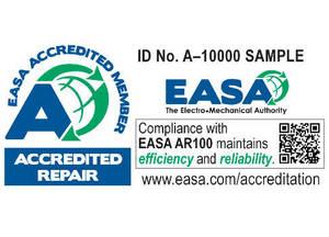 Examples of EASA Accreditation Program motor repair labels for member and nonmember service centers. Courtesy: EASA
